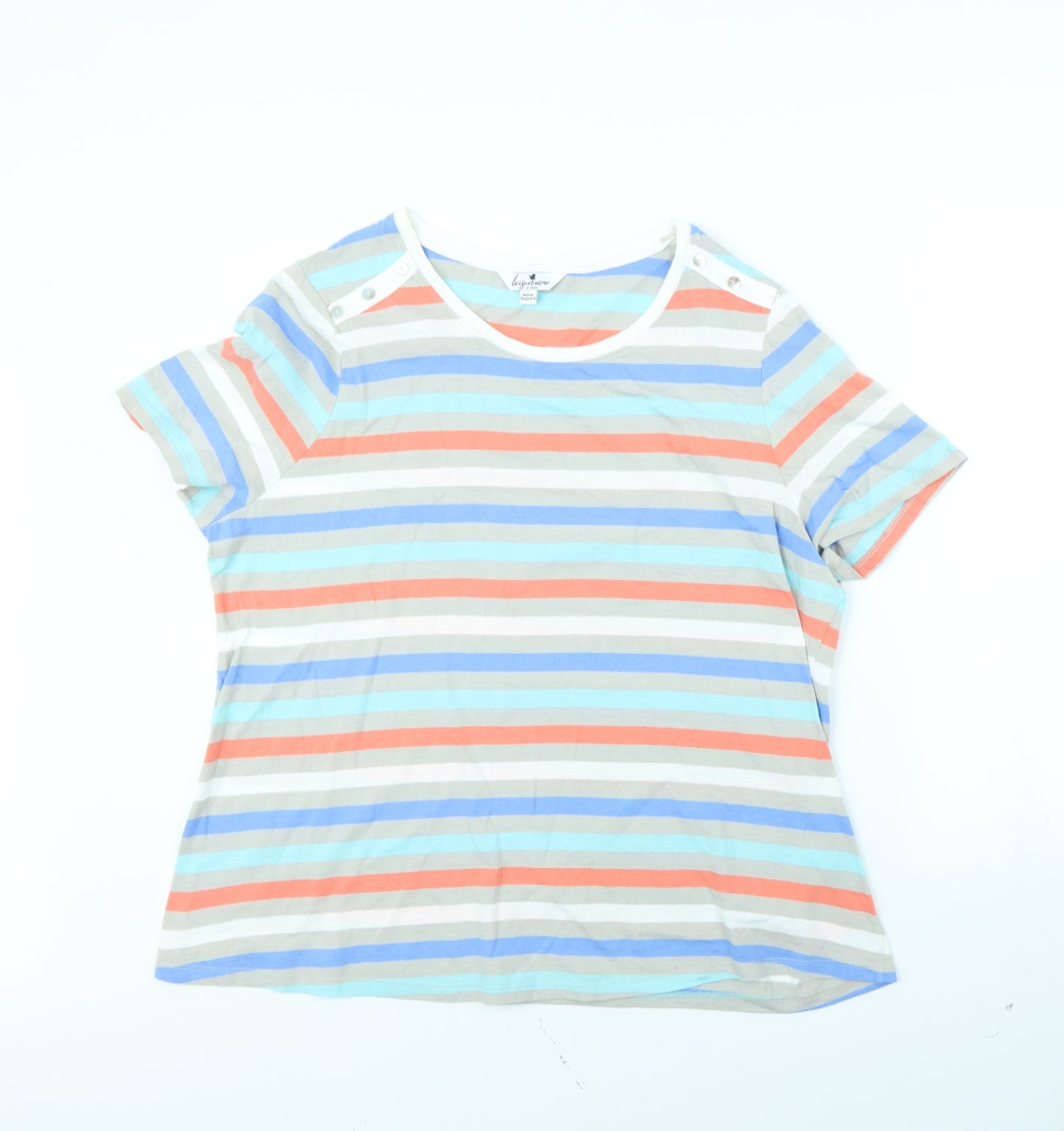 Julipa Womens Multicoloured Striped  Basic T-Shirt Size 20