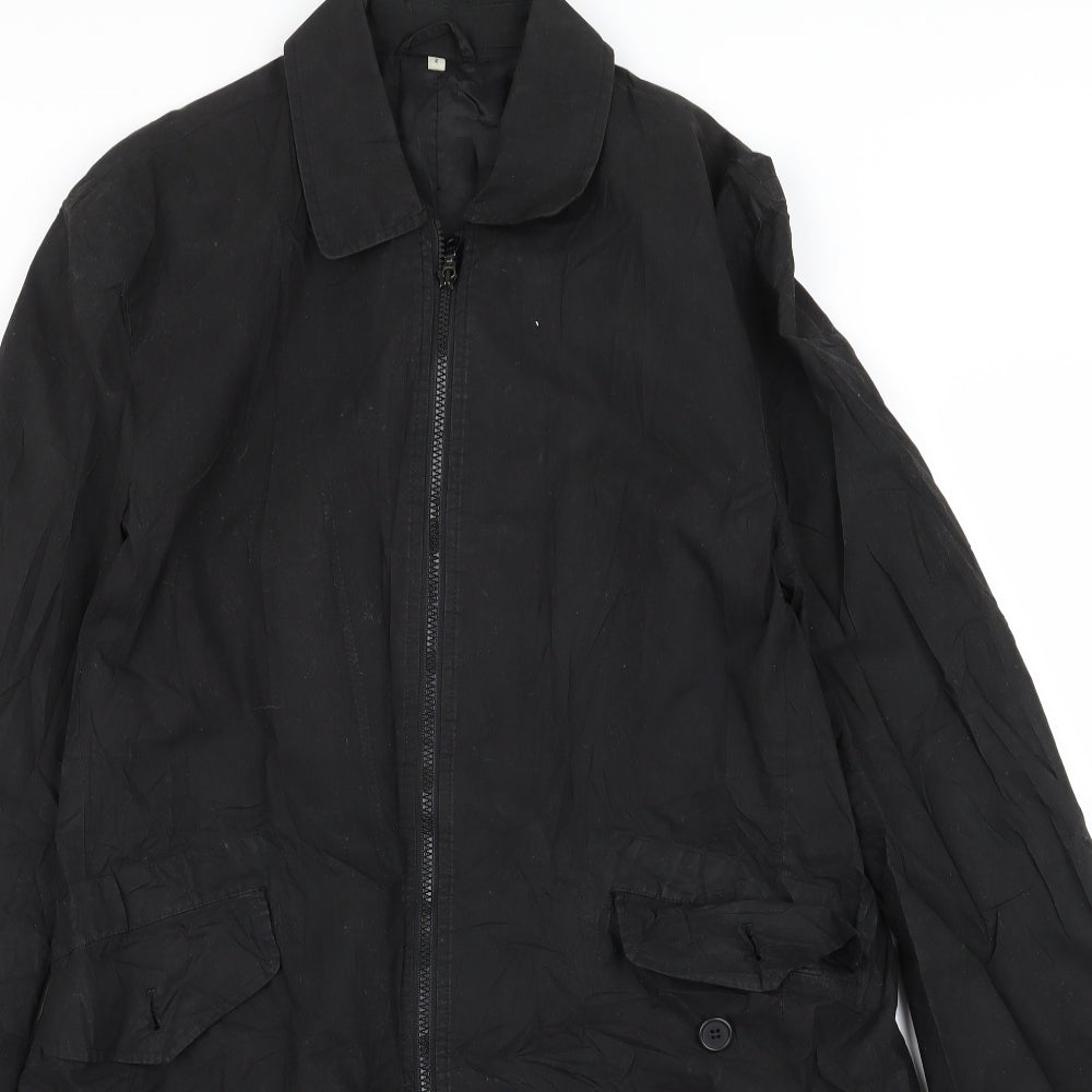 Preworn Mens Black  Rayon Overcoat Jacket Size L