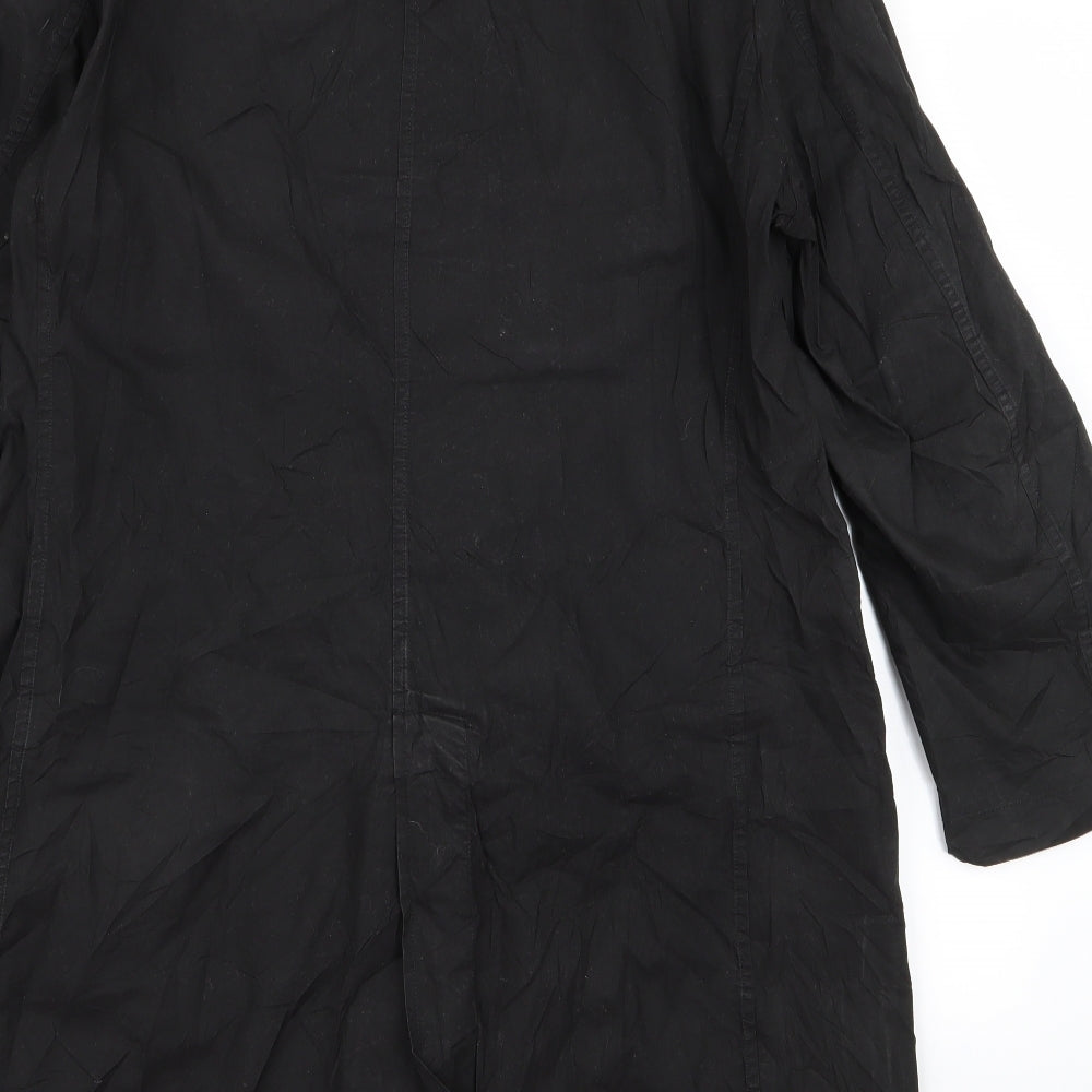 Preworn Mens Black  Rayon Overcoat Jacket Size L