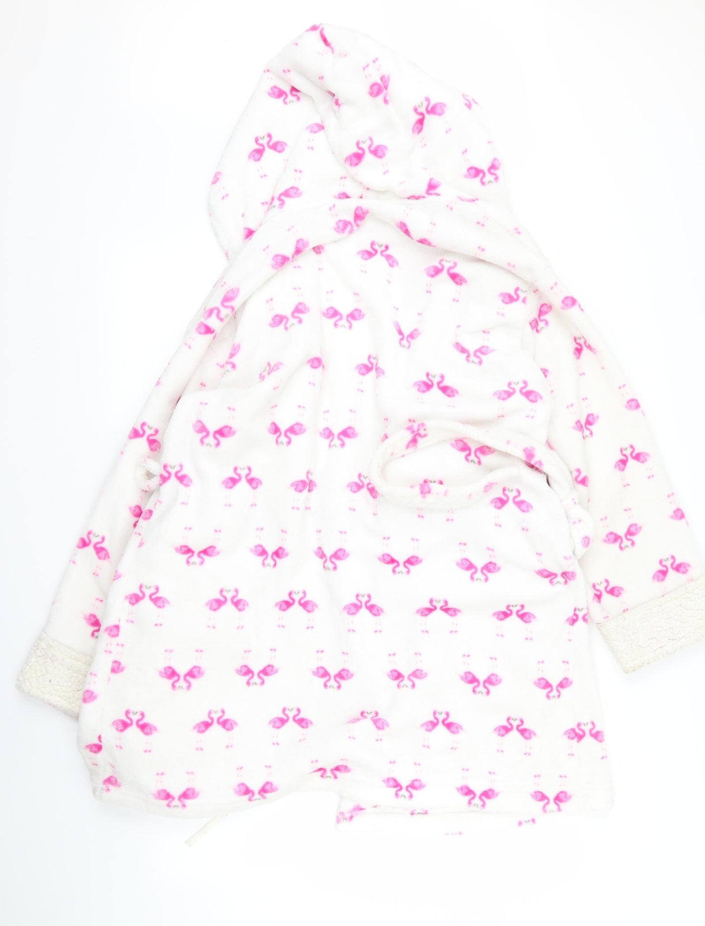 perworn Womens White Floral Rayon  Robe Size L