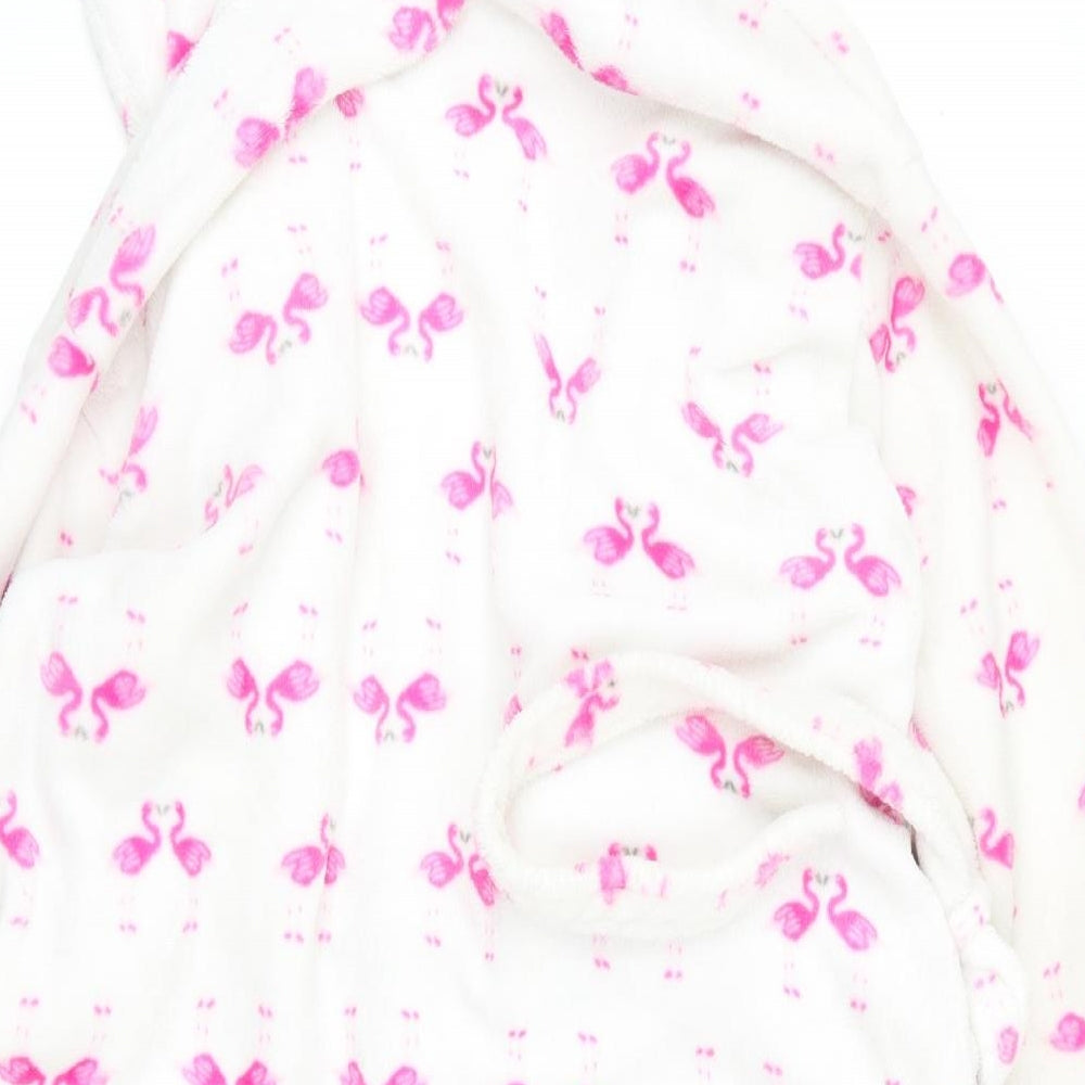 perworn Womens White Floral Rayon  Robe Size L