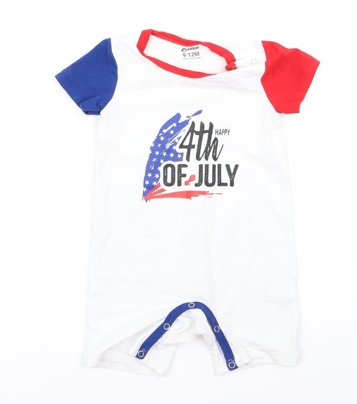 patpat Baby White Babygrow One-Piece Size 12 Months - 4th of july