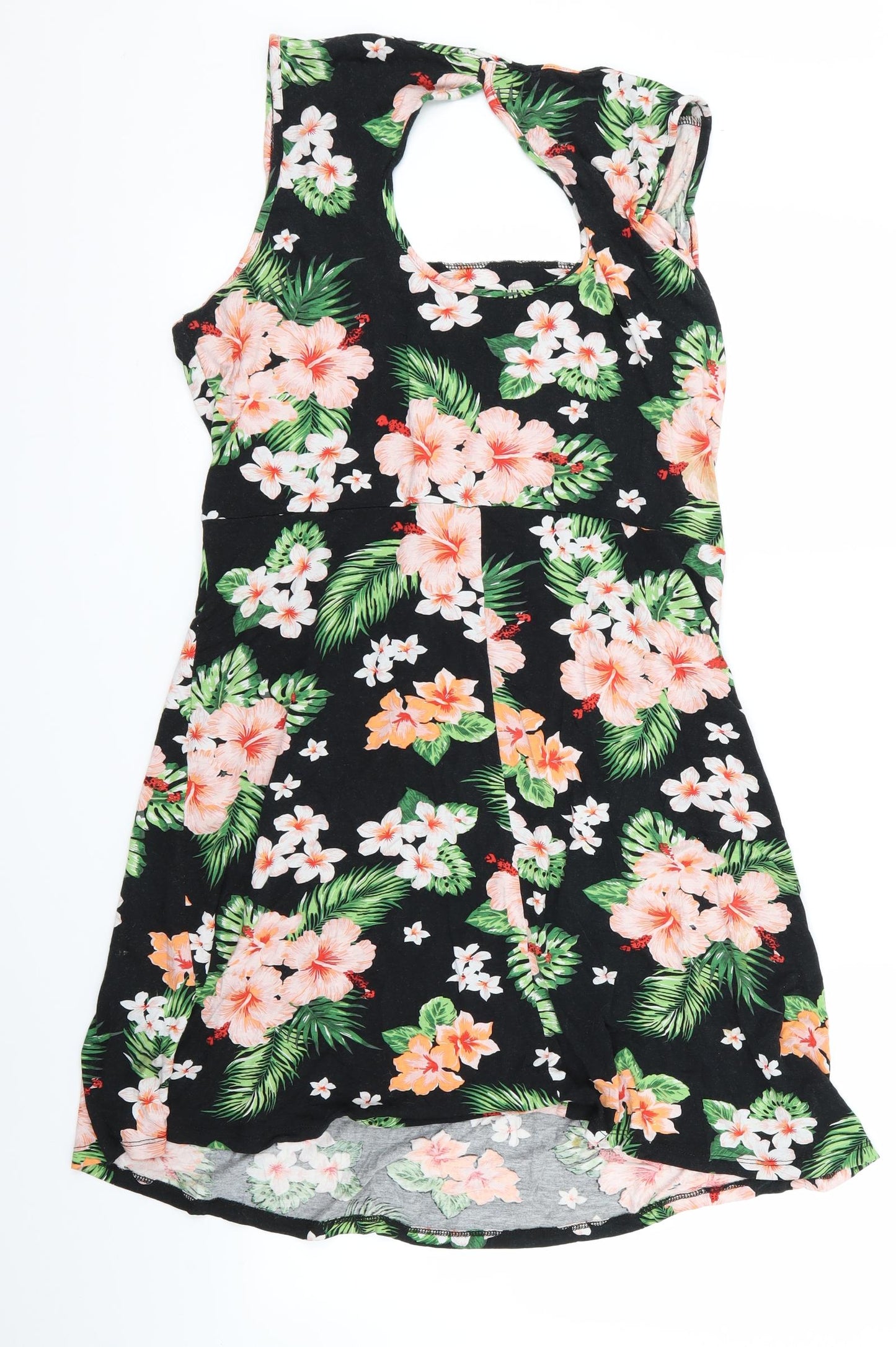 George Womens Black Floral  A-Line  Size 12