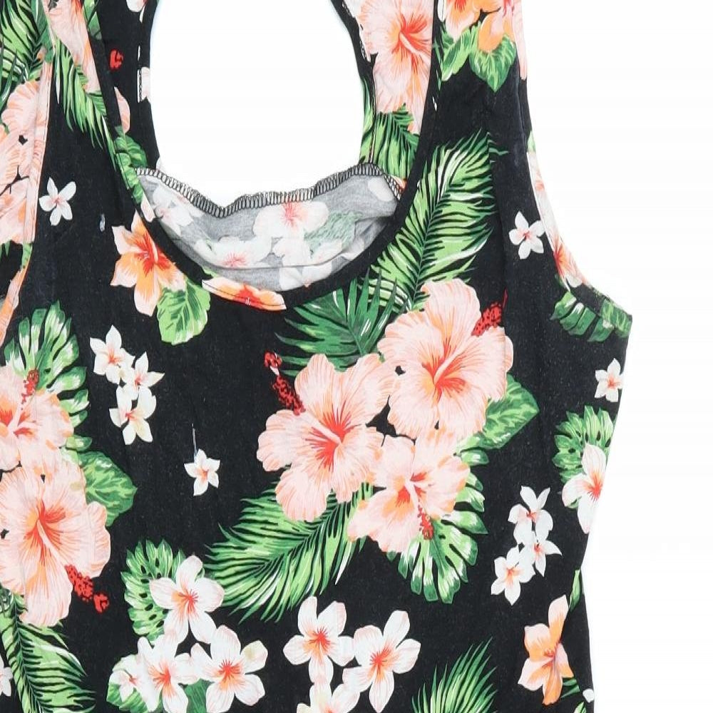 George Womens Black Floral  A-Line  Size 12