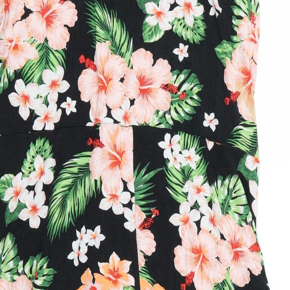 George Womens Black Floral  A-Line  Size 12