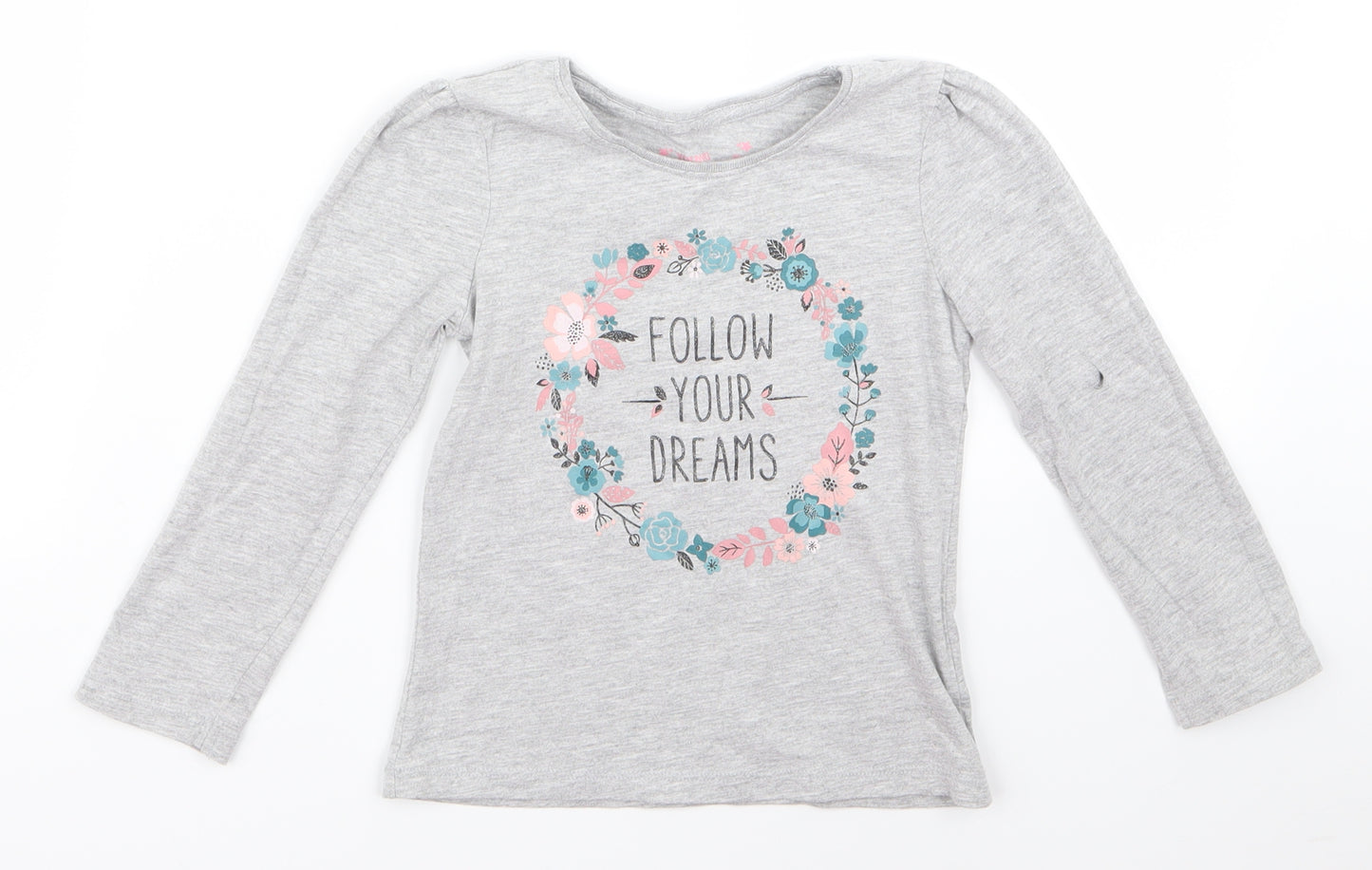 Young Dimension Girls Grey   Basic T-Shirt Size 3 Years  - follow your dreams