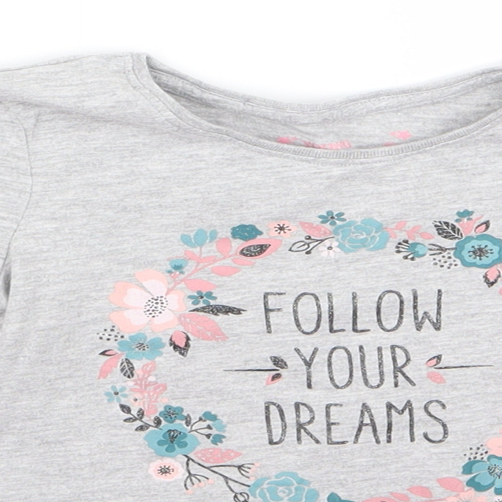 Young Dimension Girls Grey   Basic T-Shirt Size 3 Years  - follow your dreams