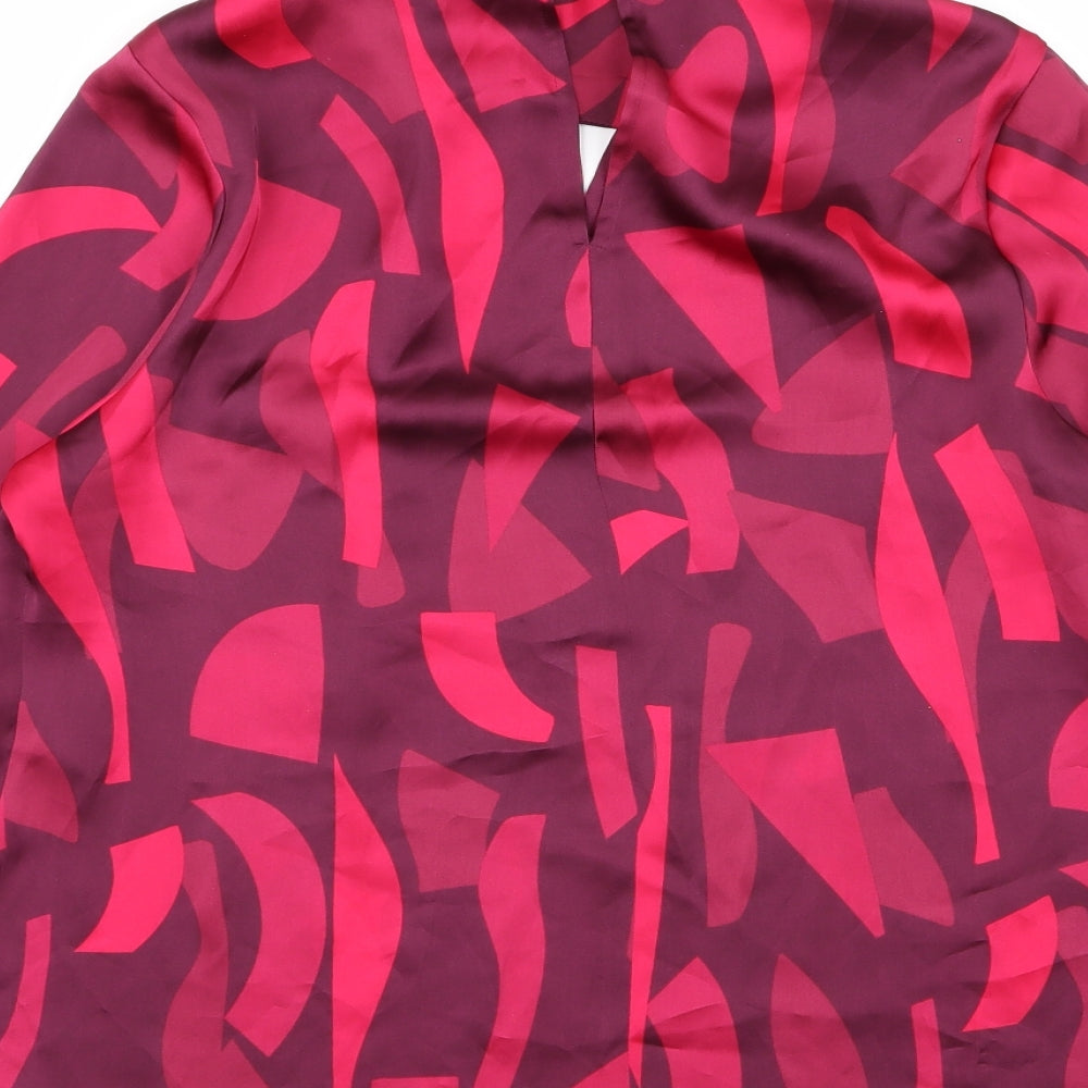 petite Womens Red Camouflage  Basic Button-Up Size 12