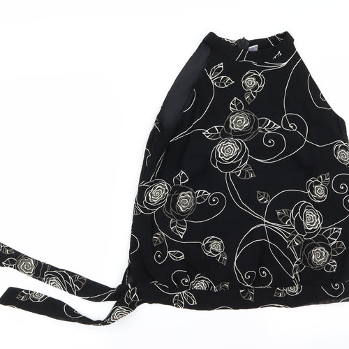 JoJo Maman Womens Black Floral  Basic Blouse Size 12