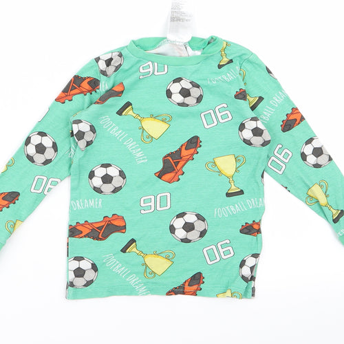 H&M Baby Green  Rayon Basic T-Shirt Size 12 Months  - football