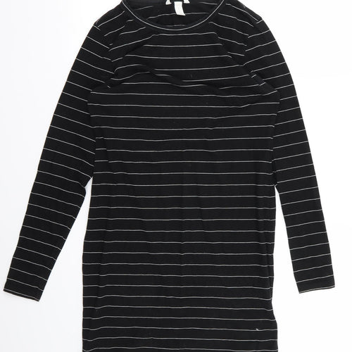 H&M Womens Black Striped  T-Shirt Dress  Size M