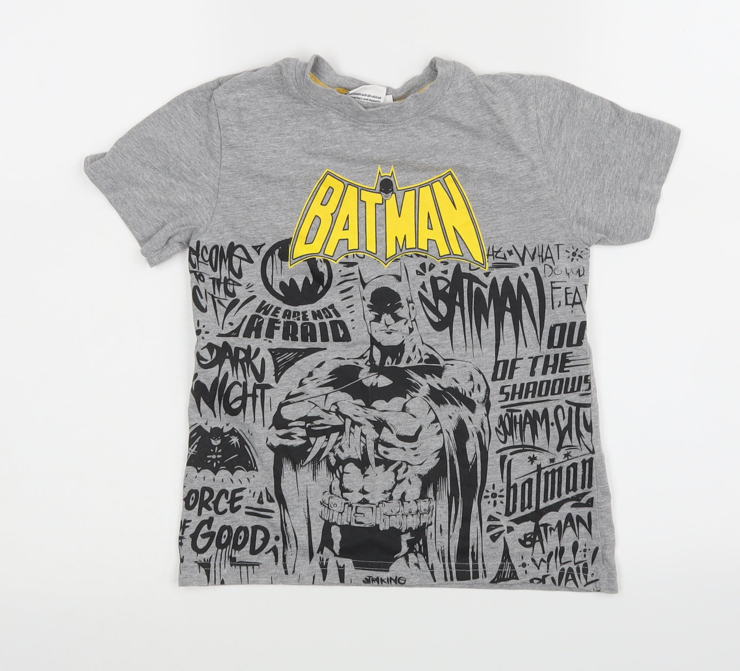 Primark Boys Grey   Basic T-Shirt Size 7-8 Years  - Batman