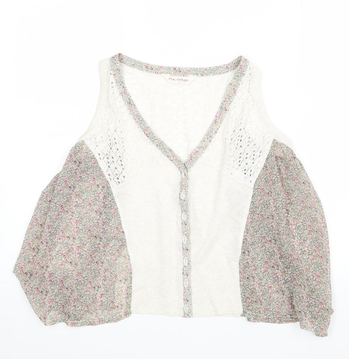 Miss Selfridge Womens Beige Floral Basic Blouse Size 8
