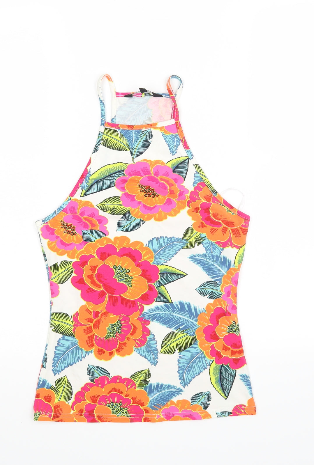 New Look Womens Pink Floral  Basic Tank Size 8