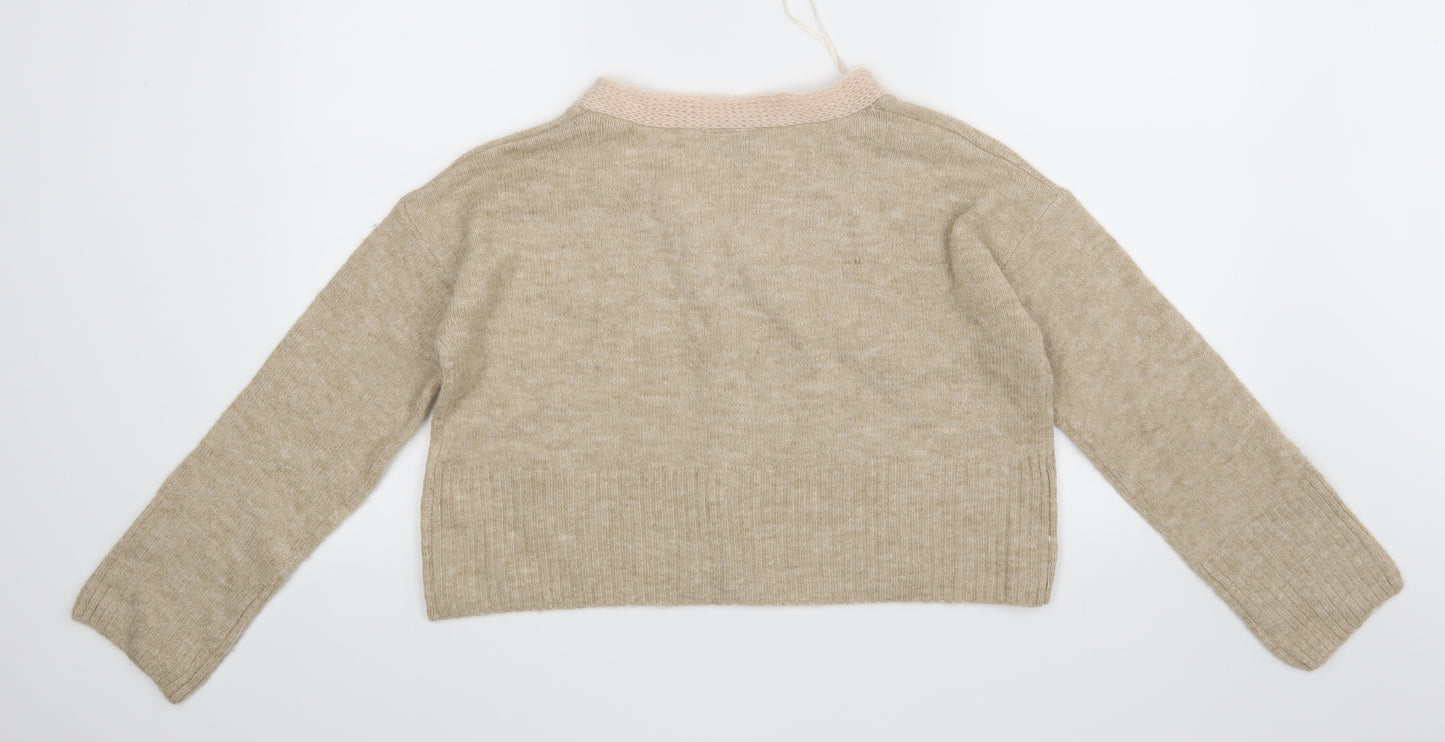 Topshop Womens Beige   Cropped Blouse Size 8