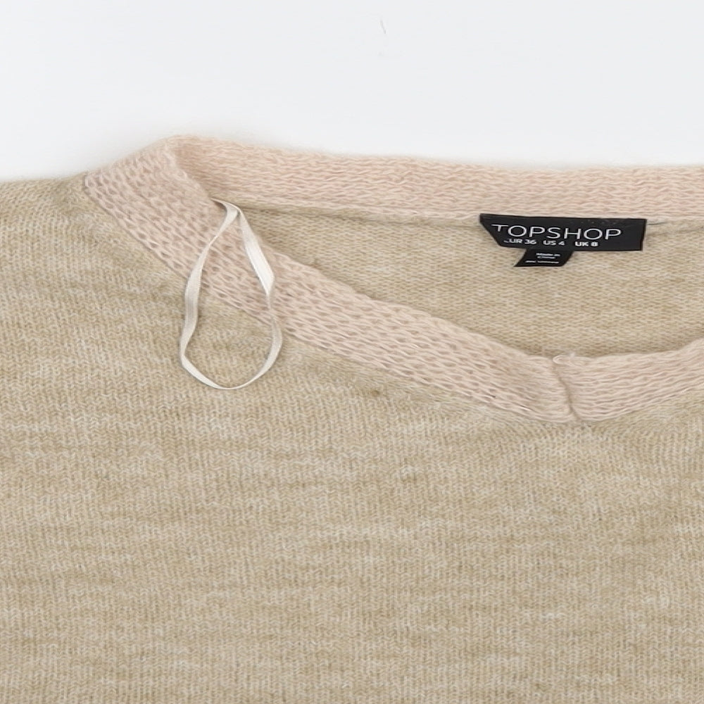 Topshop Womens Beige   Cropped Blouse Size 8