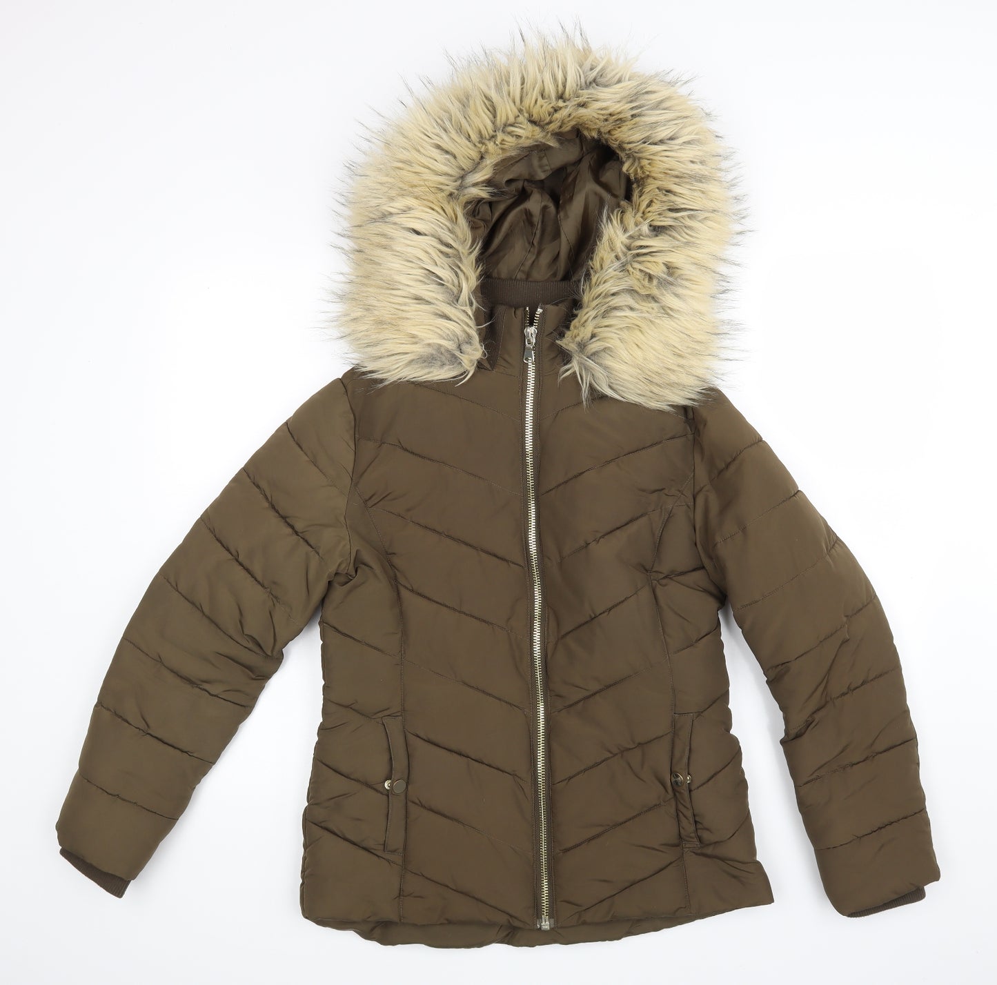 Miss Selfridge Womens Green   Puffer Jacket Coat Size 8