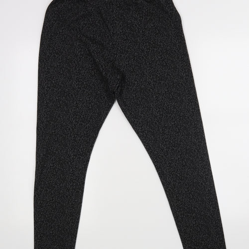 F&F Womens Black Animal Print  Jogger Trousers Size 16 L26 in