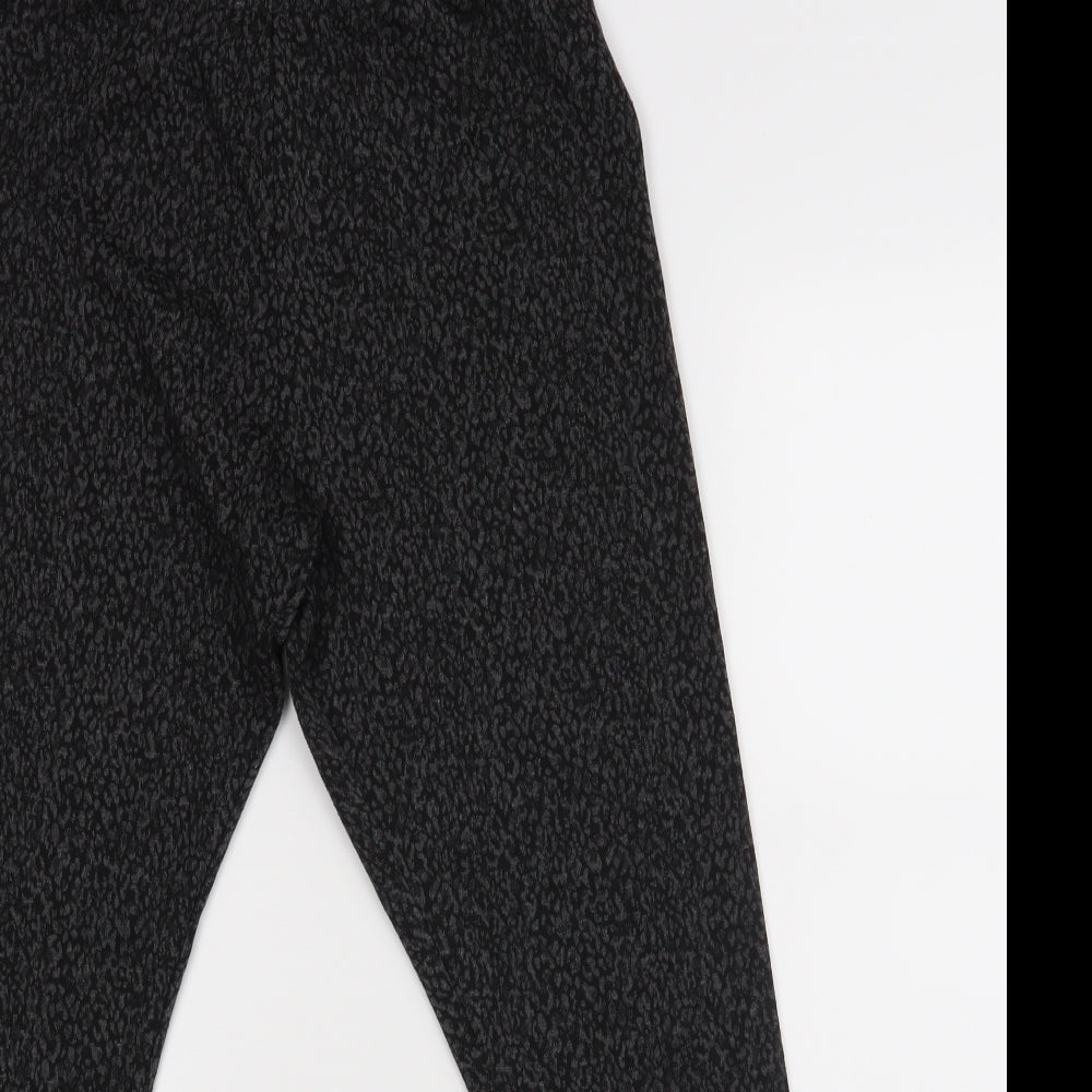 F&F Womens Black Animal Print  Jogger Trousers Size 16 L26 in