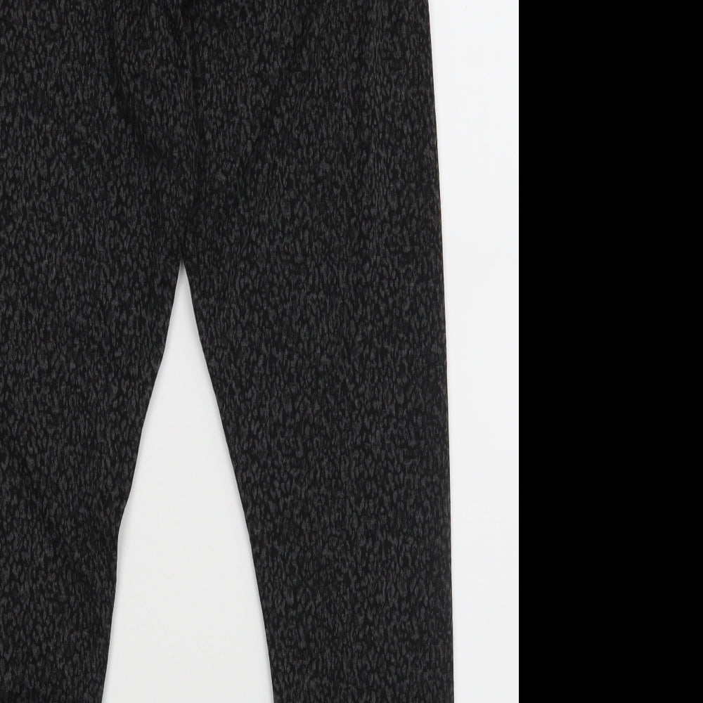 F&F Womens Black Animal Print  Jogger Trousers Size 16 L26 in
