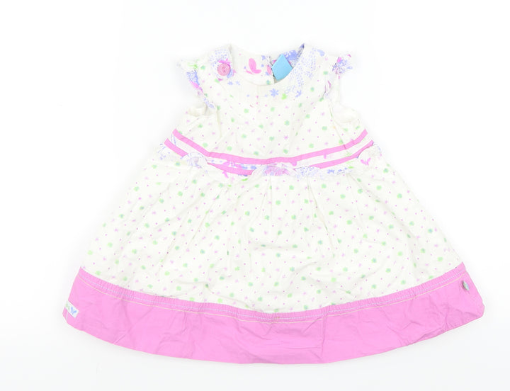 Gagou Tagou Girls White Floral  Fit & Flare  Size 12 Months