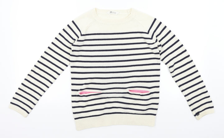 H&M Girls Beige Striped Pullover Jumper Size 9 Years