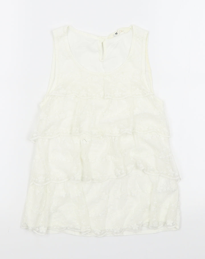 H&M Girls White Basic Blouse Size 10-11 Years