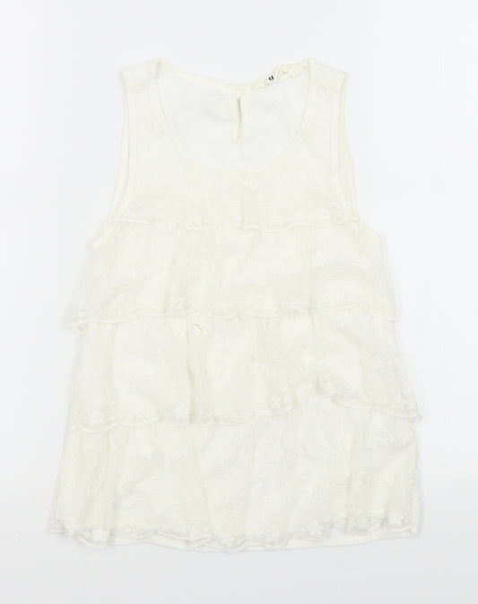 Front view of H&M girls’ white basic blouse, size 10-11, years