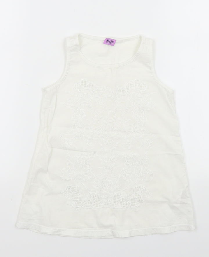 F&F Girls White Basic T-Shirt Size 7-8 Years