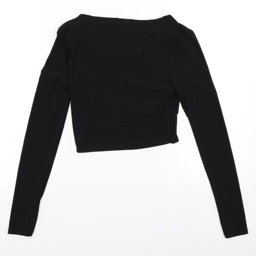 PRETTYLITTLETHING Womens Black   Cropped T-Shirt Size 8
