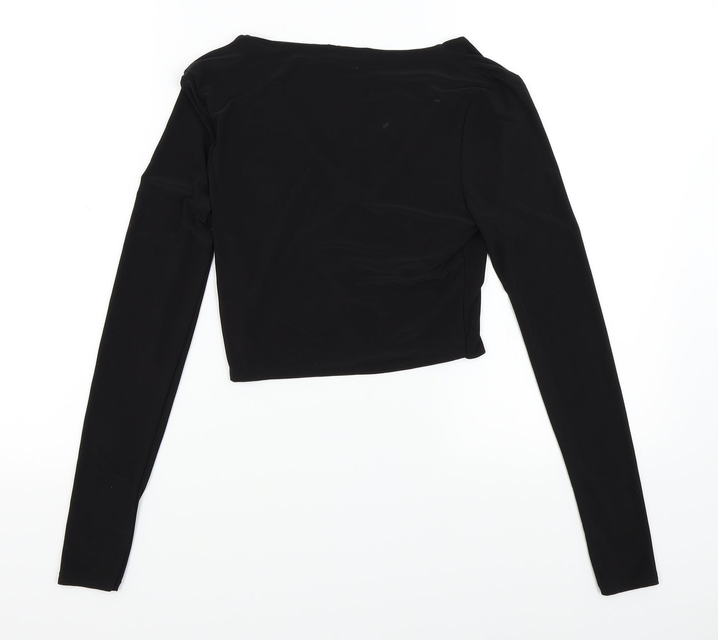 PRETTYLITTLETHING Womens Black   Cropped T-Shirt Size 8