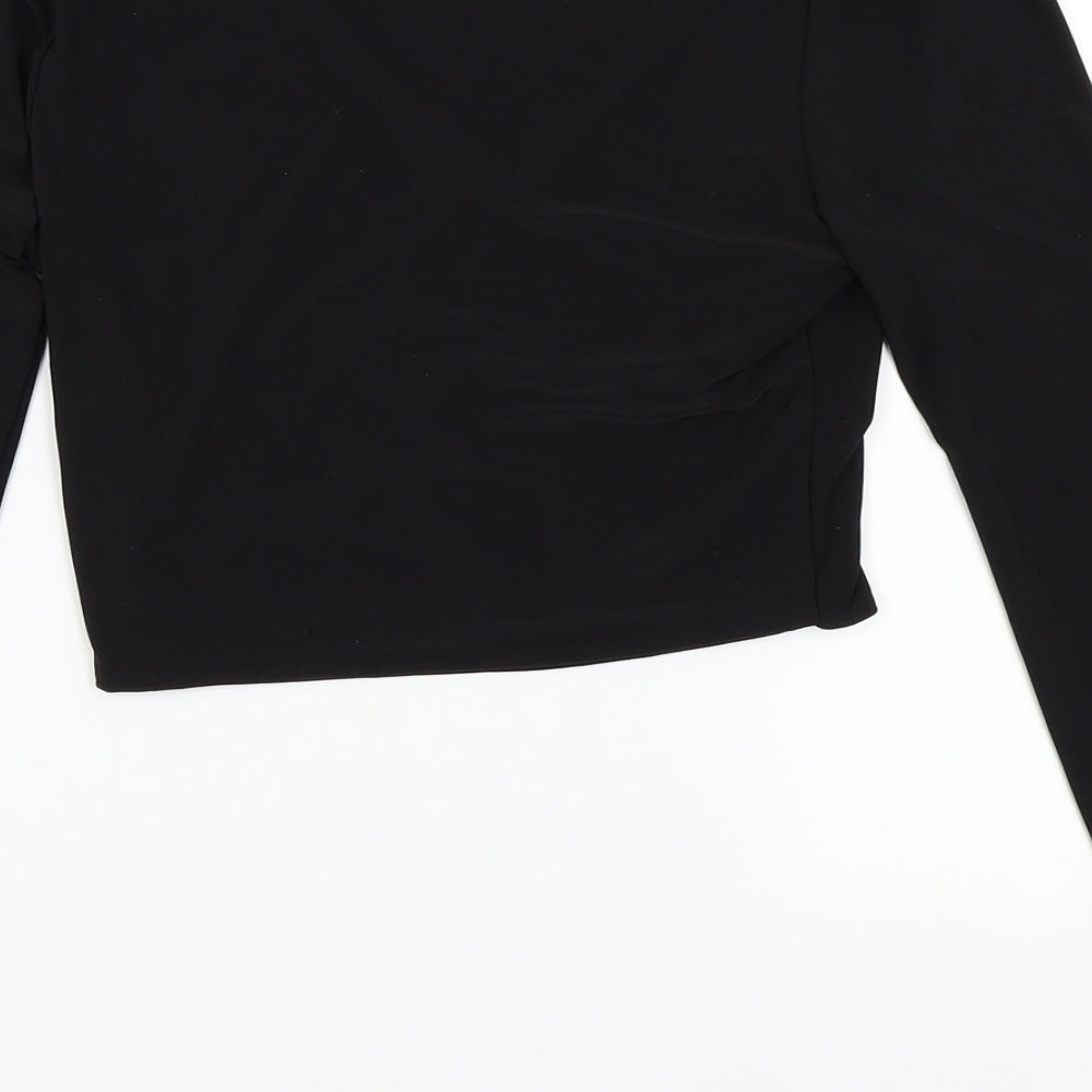 PRETTYLITTLETHING Womens Black   Cropped T-Shirt Size 8