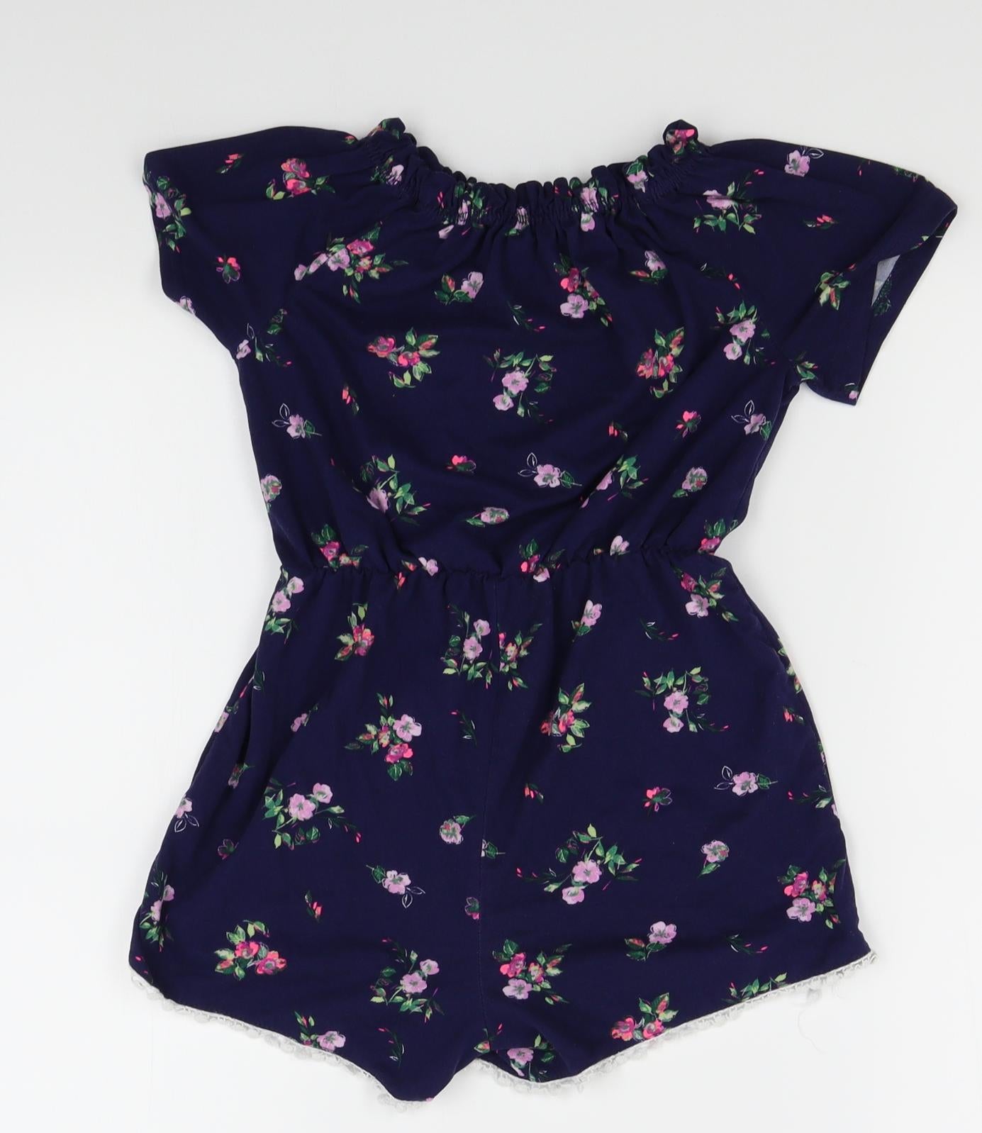 shosho Womens Blue Floral  Playsuit One-Piece Size 10