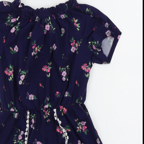 shosho Womens Blue Floral  Playsuit One-Piece Size 10
