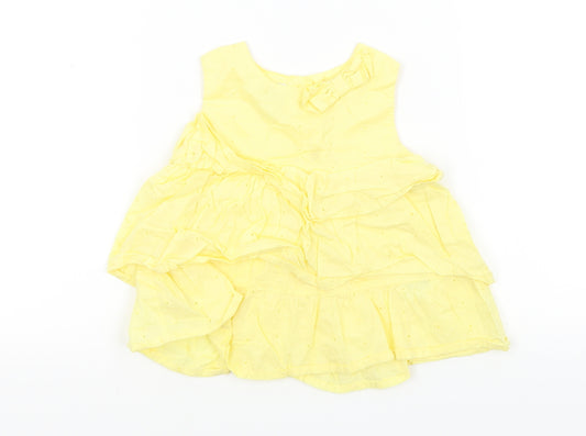 Front view of Monsoon girls’ yellow kaftan, size 18-24, months