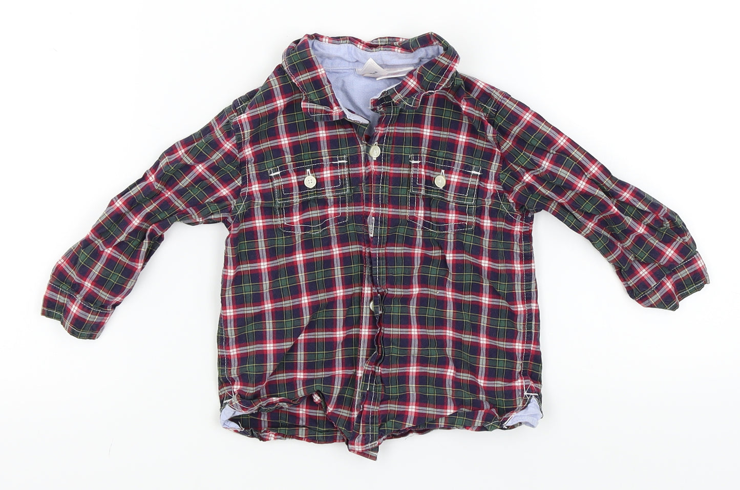 Gap Boys Green Check  Basic Dress Shirt Size 12-18 Months