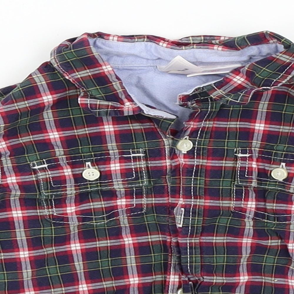 Gap Boys Green Check  Basic Dress Shirt Size 12-18 Months