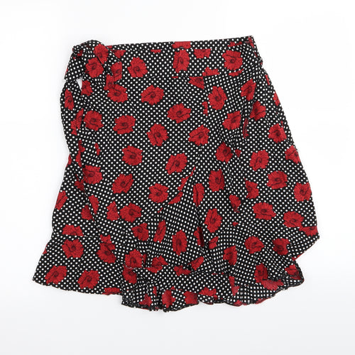 Papaya Womens Black Polka Dot  Flare Skirt Size 8