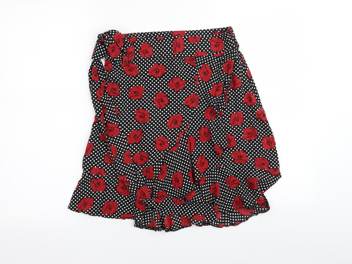 Papaya Womens Black Polka Dot  Flare Skirt Size 8