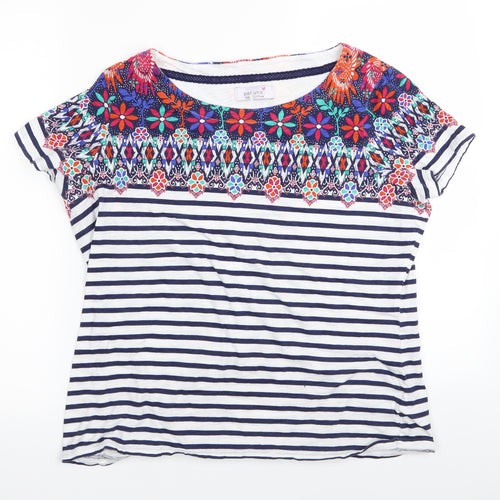 Per Una Womens White Striped  Basic T-Shirt Size 16