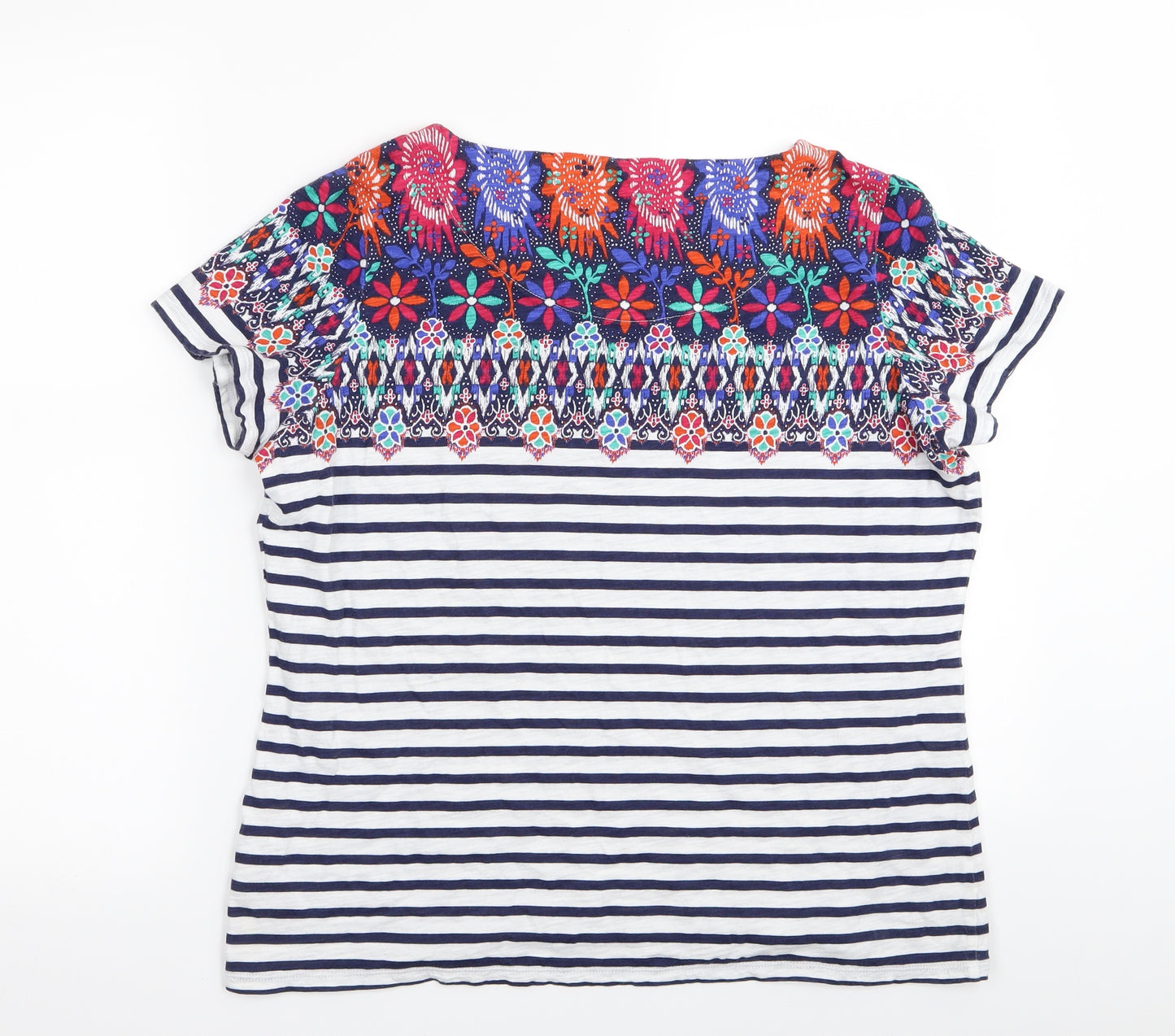 Per Una Womens White Striped  Basic T-Shirt Size 16