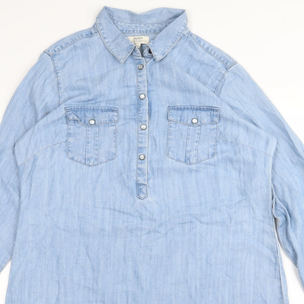 Papaya Womens Blue   T-Shirt Dress  Size 12