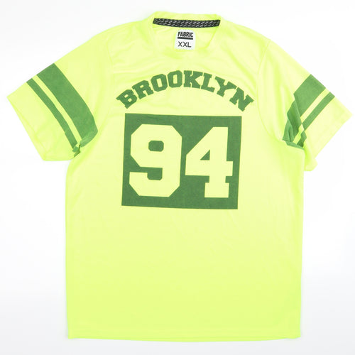 Fabric Mens Yellow    T-Shirt Size 2XL