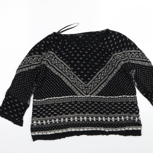 New Look Womens Black Geometric  Basic Blouse Size 10