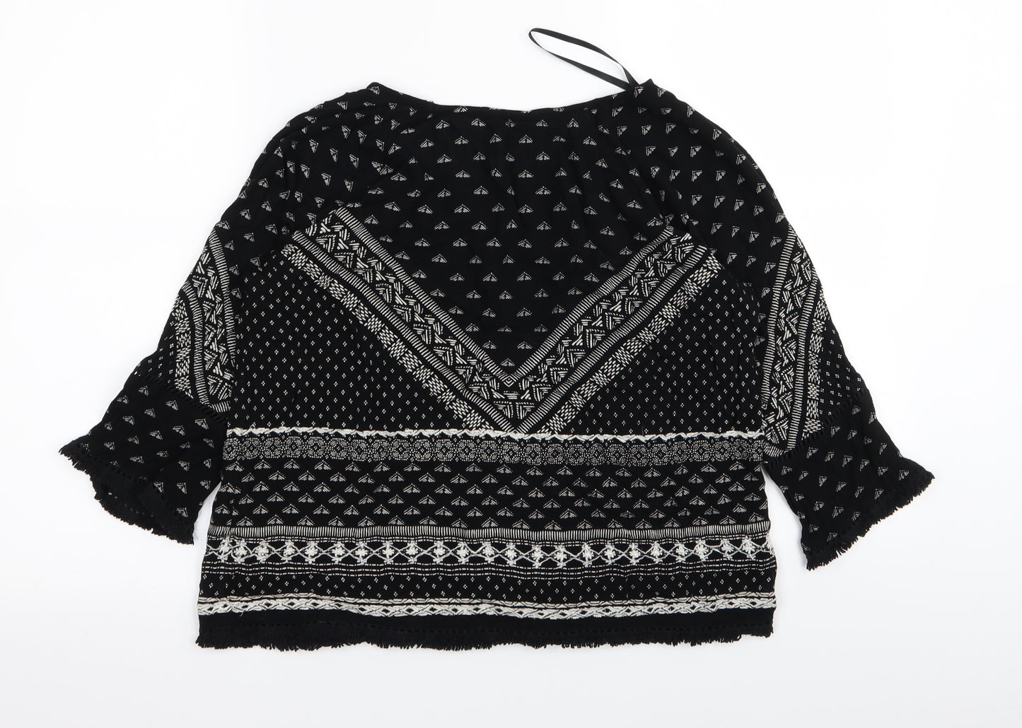 New Look Womens Black Geometric  Basic Blouse Size 10