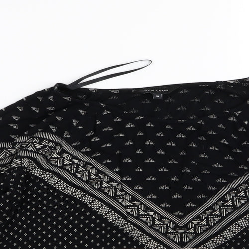 New Look Womens Black Geometric  Basic Blouse Size 10