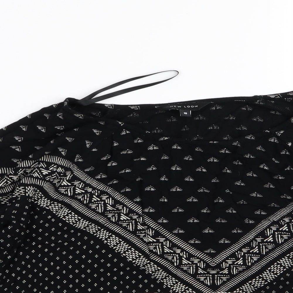 New Look Womens Black Geometric  Basic Blouse Size 10