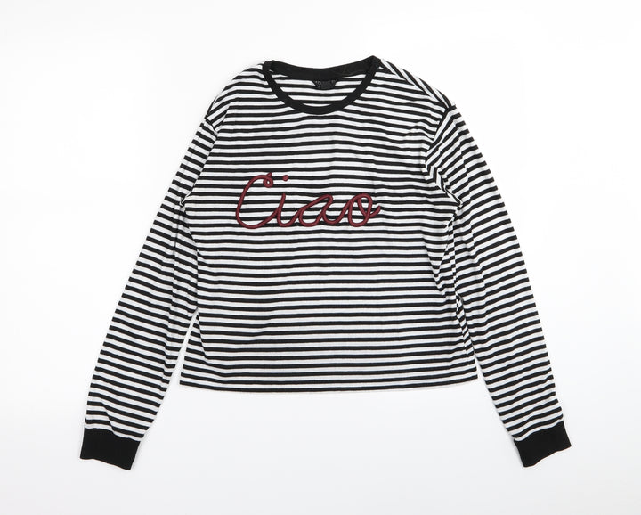 Topshop Womens Multicoloured Striped  Basic T-Shirt Size 8
