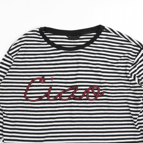 Topshop Womens Multicoloured Striped  Basic T-Shirt Size 8