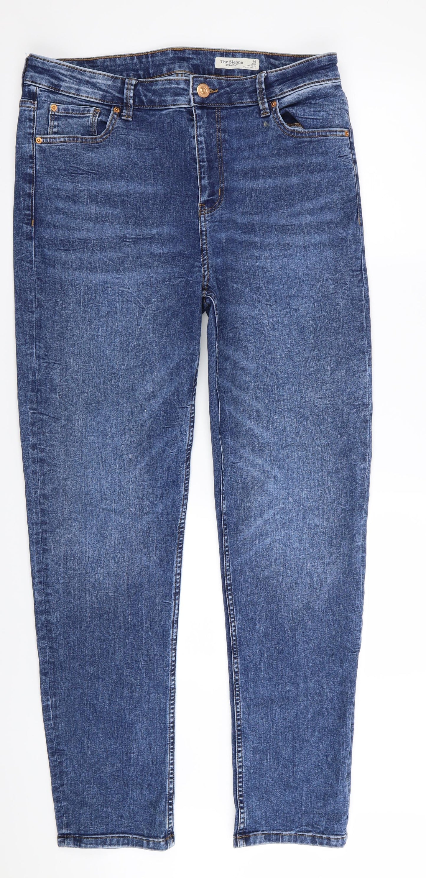 M&S Womens Blue   Straight Jeans Size 16 L32 in